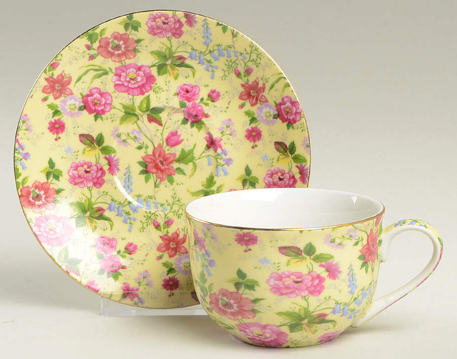 Charlotte Chintz (Smooth) Flat Cup & Saucer Set by Baum Brothers-1