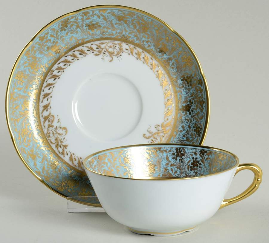 Eden Turquoise Flat Cup & Saucer Set by Bernardaud-1