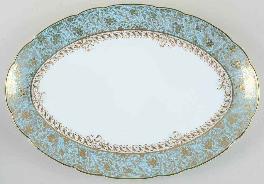 Eden Turquoise 15" Oval Serving Platter by Bernardaud-1