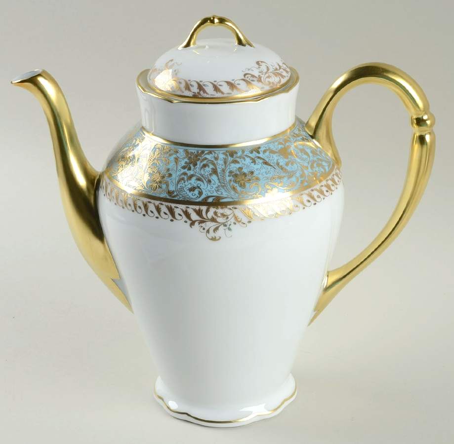Eden Turquoise Coffee Pot & Lid by Bernardaud-1