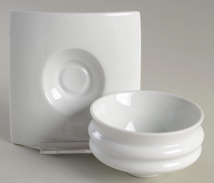 Luna White Flat Cup & Saucer Set by Bernardaud-1