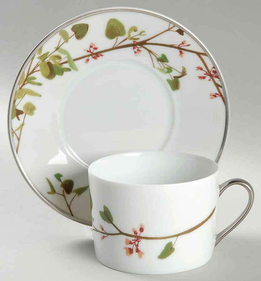 Oriental Tree Flat Cup & Saucer Set by Bernardaud-1