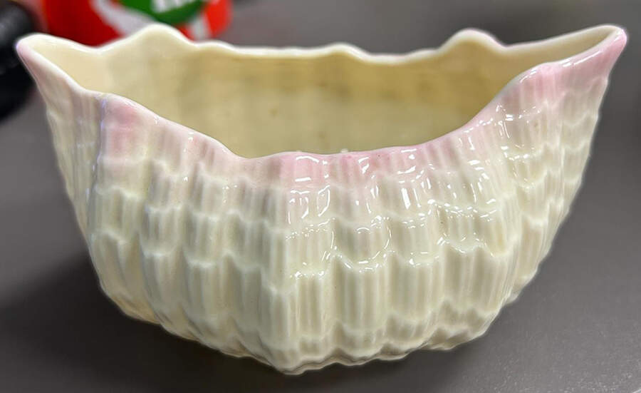 Tridacna Pink (No Trim) Open Sugar Bowl by Belleek Pottery (Ireland)-1