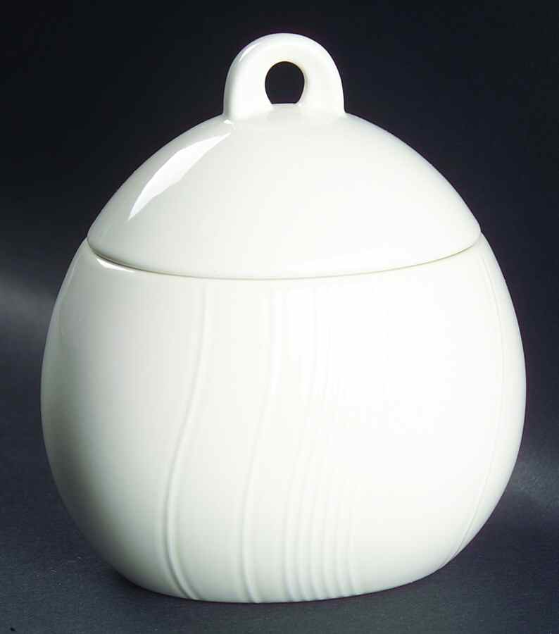 Curves White Sugar Bowl & Lid by Block-1