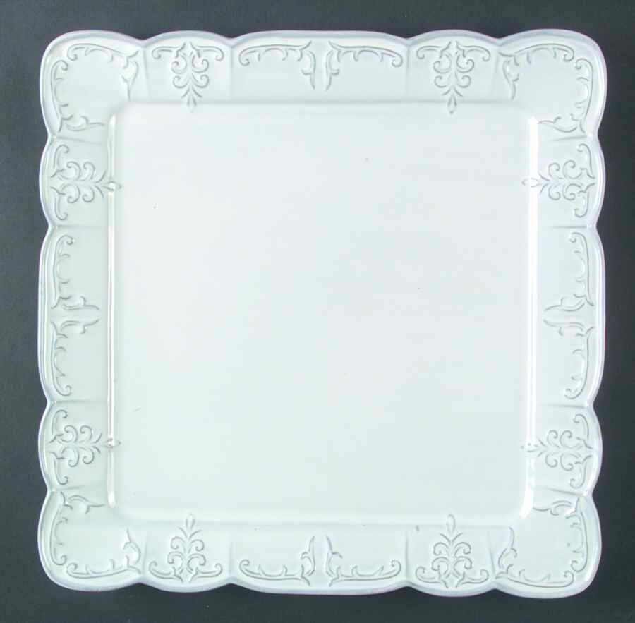 Fleur White 13" Square Serving Platter by Block-1