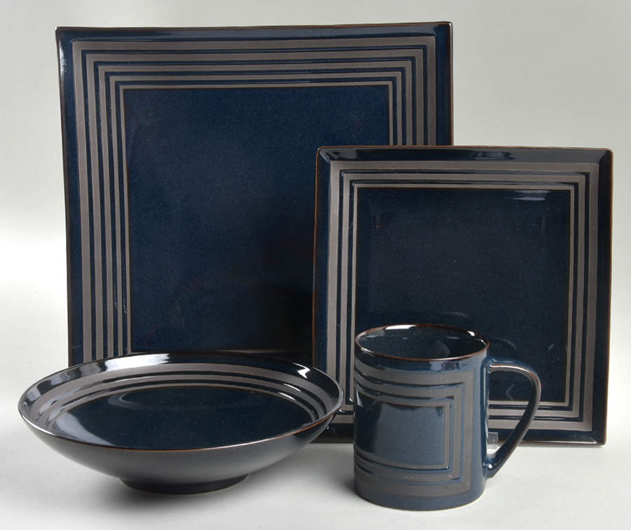 Parallels Iris (Dark Blue) 4 Piece Place Setting by Block-1