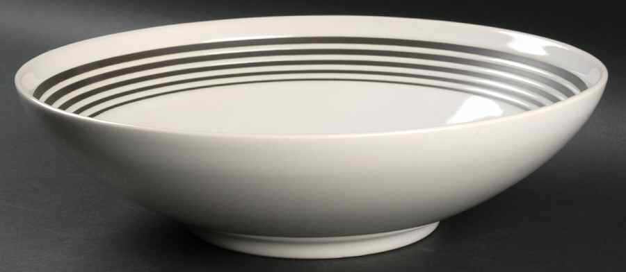 Parallels White 11" Round Vegetable Bowl by Block-1