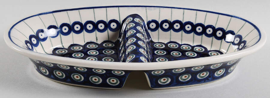 Traditional 11" Oval Divided Vegetable Bowl by BOLESLAWIEC-1