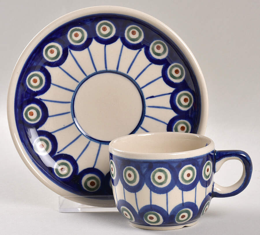Traditional Flat Cup & Saucer Set by BOLESLAWIEC-1