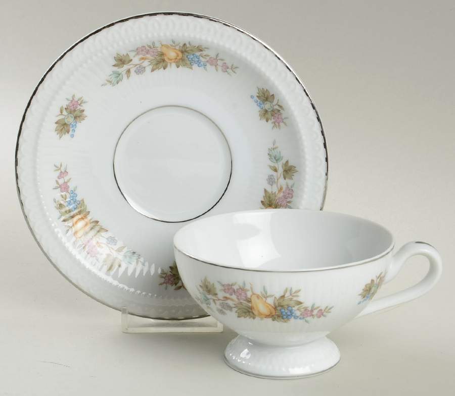 Autumn Fantasy Footed Cup & Saucer Set by Bristol (Japan)-1