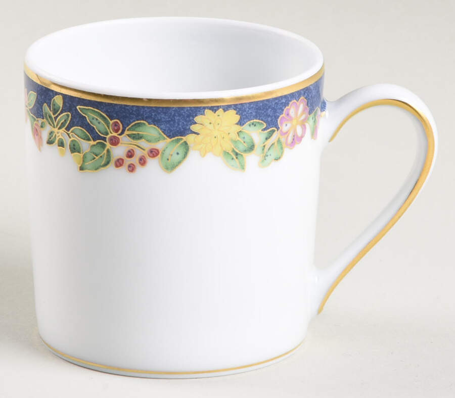 Fiorini (Gold Outlined Flowers) Flat Demitasse Cup by Bernardaud-1