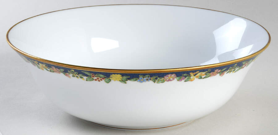Fiorini (Gold Outlined Flowers) 9" Round Vegetable Bowl by Bernardaud-1