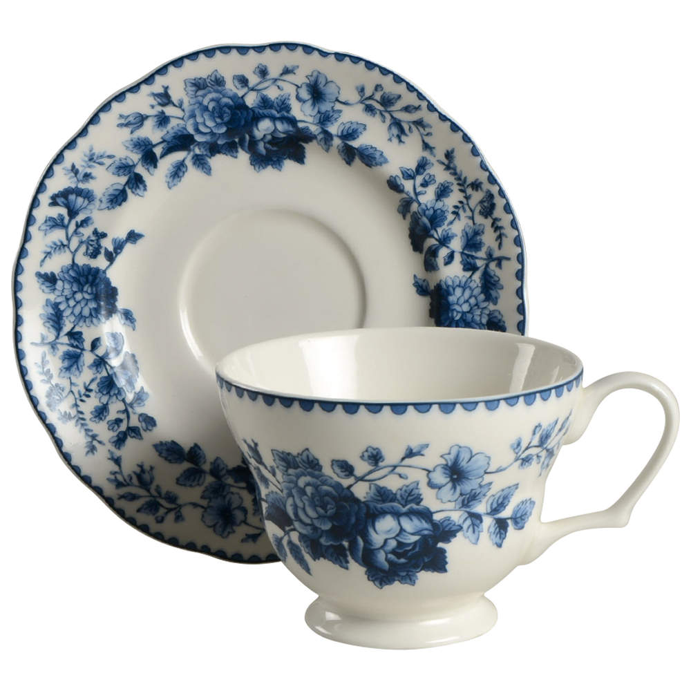 Blue Ridge Rose Breakfast Cup & Saucer Set by Biltmore for Your Home-1