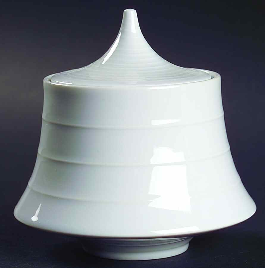 Concentric White Sugar Bowl & Lid by Block-1