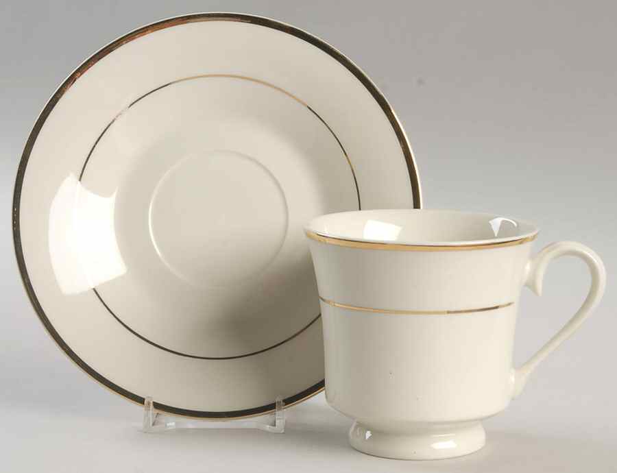 Golden Ivory Footed Cup & Saucer Set by Baum Brothers-1