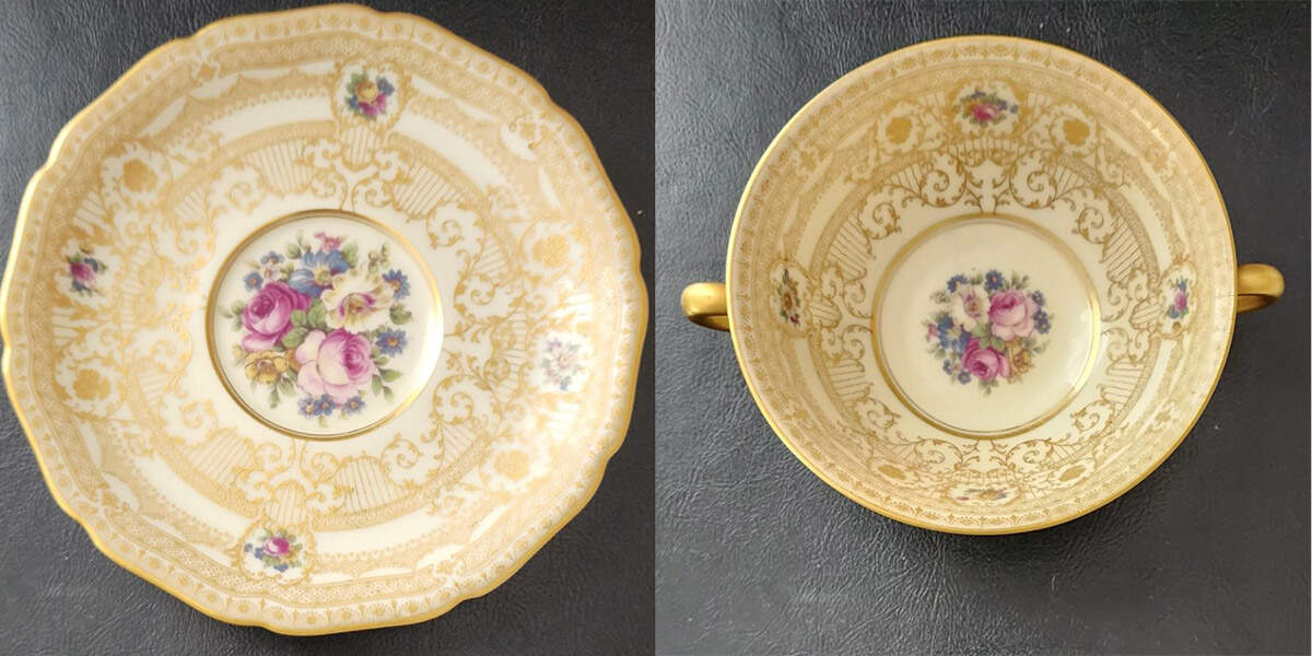2156 Flat Cream Soup Bowl & Saucer Set by Black Knight-1