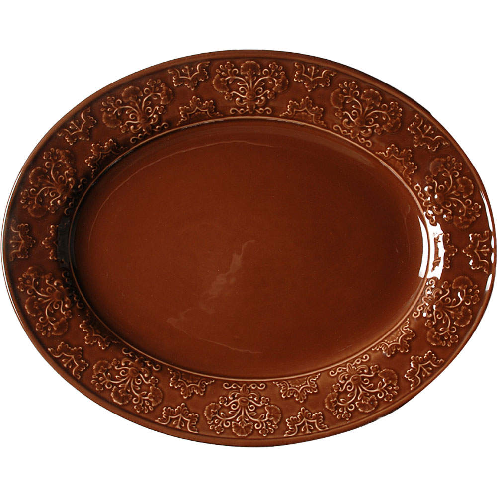 Phoebe Chocolate 15" Oval Serving Platter by Biltmore for Your Home-1