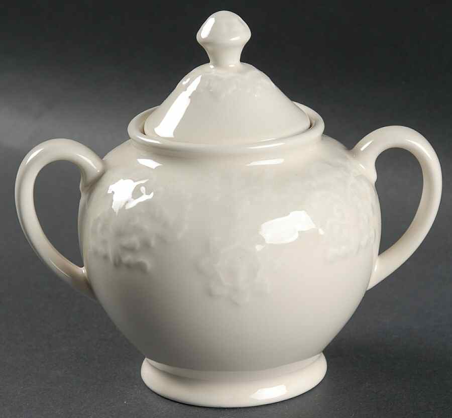 Phoebe Cream Sugar Bowl & Lid by Biltmore for Your Home-1