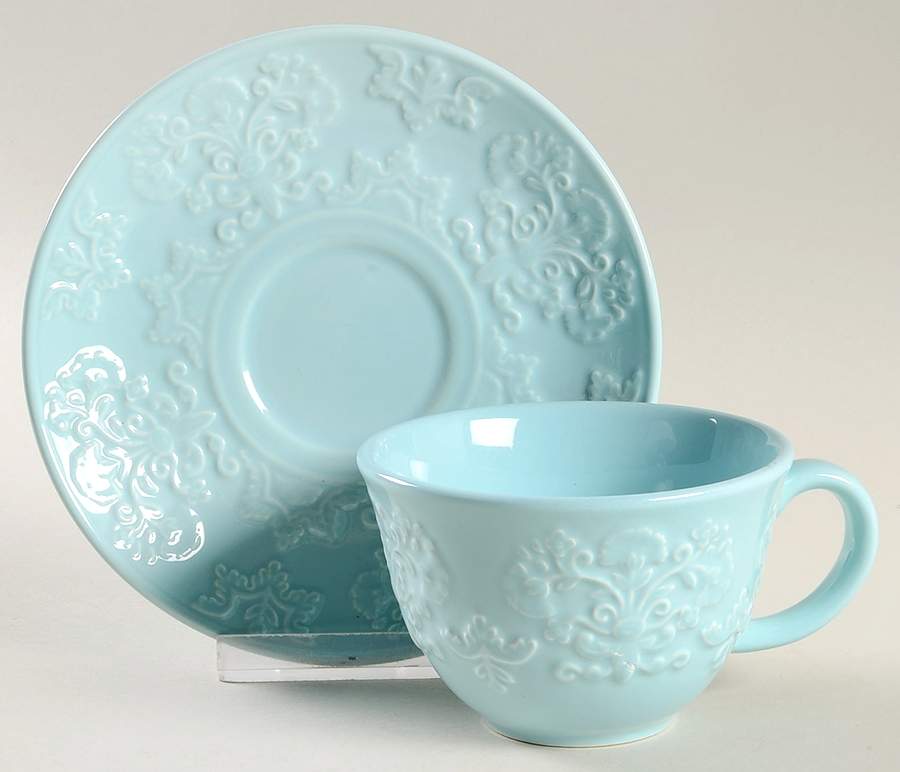 Phoebe Mint Flat Cup & Saucer Set by Biltmore for Your Home-1