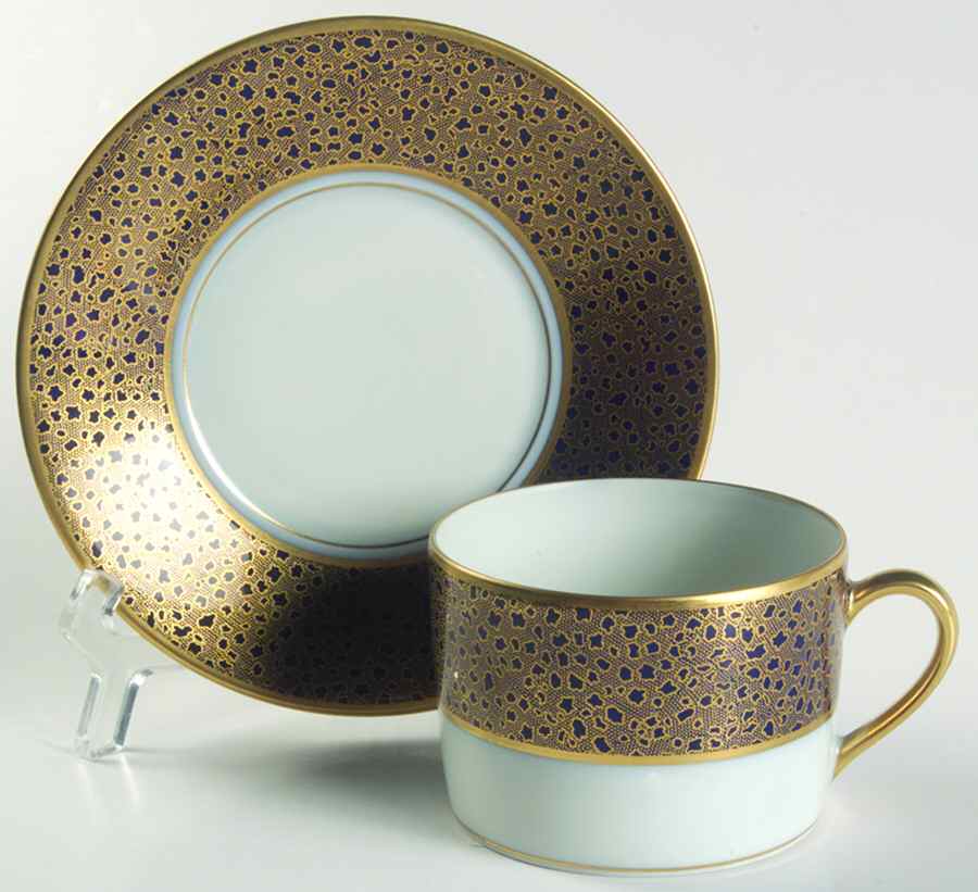 Louvre Coblat Blue Flat Cup & Saucer Set by Bernardaud-1