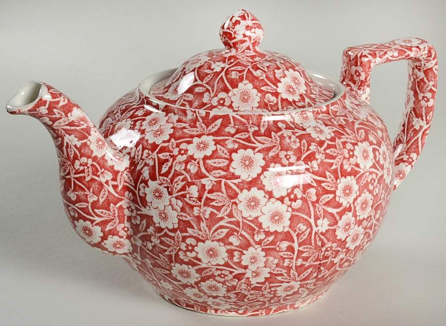 Calico Red Teapot & Lid by Burgess & Leigh-1