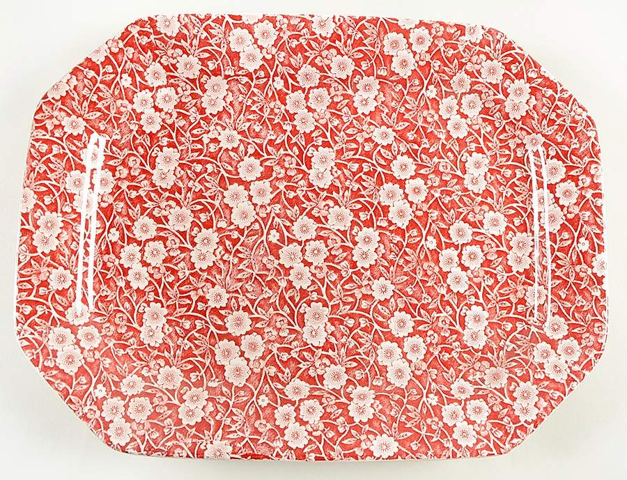 Calico Red 13" Oval Serving Platter by Burgess & Leigh-1