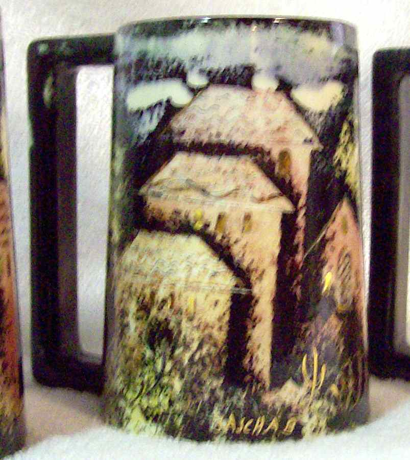 Rooftops Black Mug by Sascha Brastoff-1