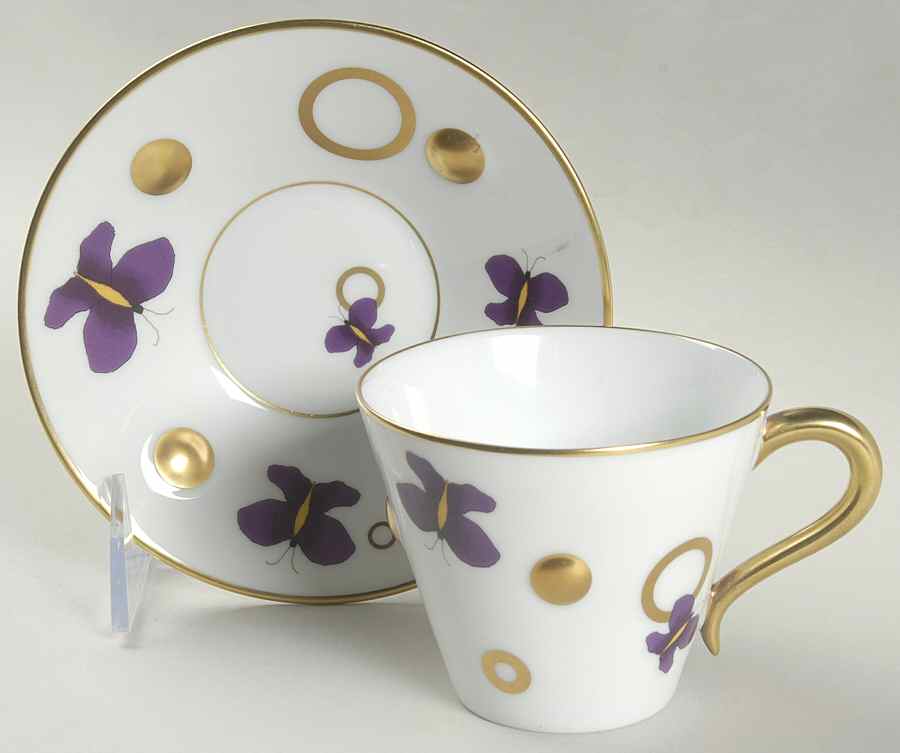 Ueno Gold Flat Cup & Saucer Set by Bernardaud-1