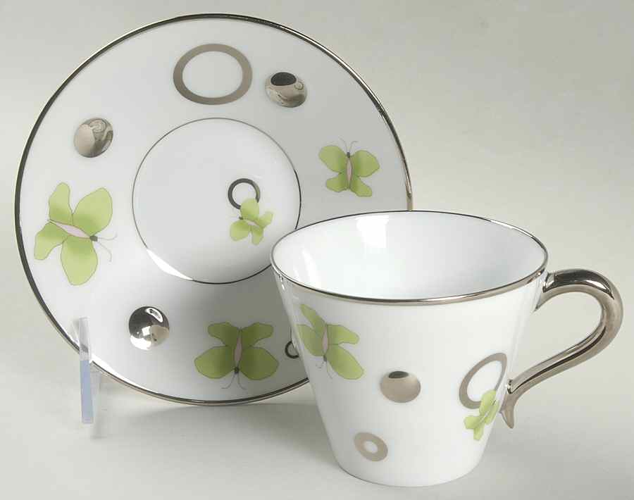 Ueno Platinum Flat Cup & Saucer Set by Bernardaud-1