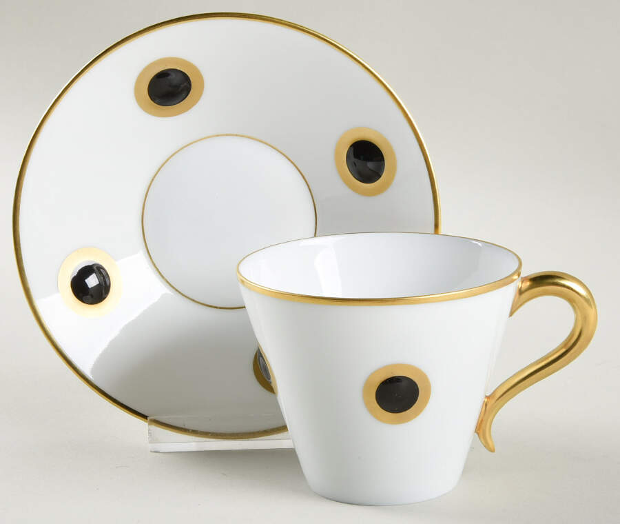 Ithaque Gold Flat Cup & Saucer Set by Bernardaud-1