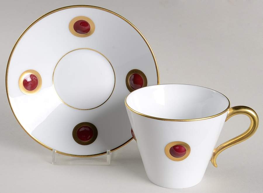 Ithaque Gold Flat Cup & Saucer Set by Bernardaud-1