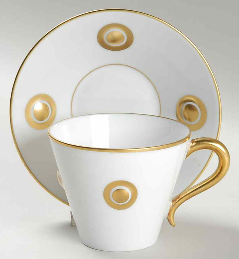 Ithaque Gold Flat Cup & Saucer Set by Bernardaud-1