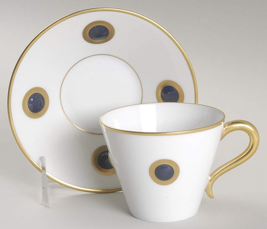 Ithaque Gold Flat Cup & Saucer Set by Bernardaud-1