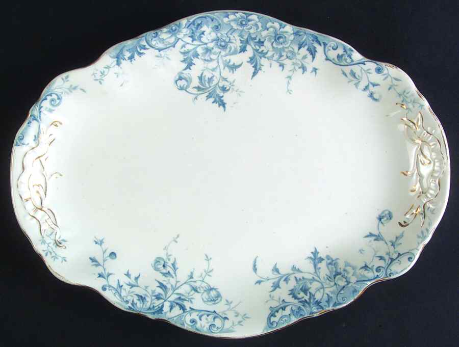 Windflower Gray Blue 10" Oval Serving Platter by Burgess & Leigh-1