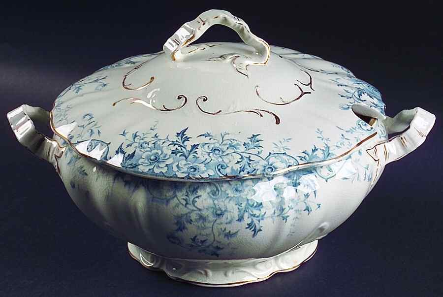 Windflower Gray Blue Tureen &  Lid by Burgess & Leigh-1