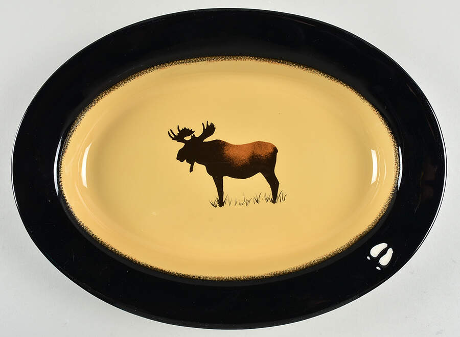 Brushwerks Moose 16" Oval Serving Platter by Big Sky Carvers-1
