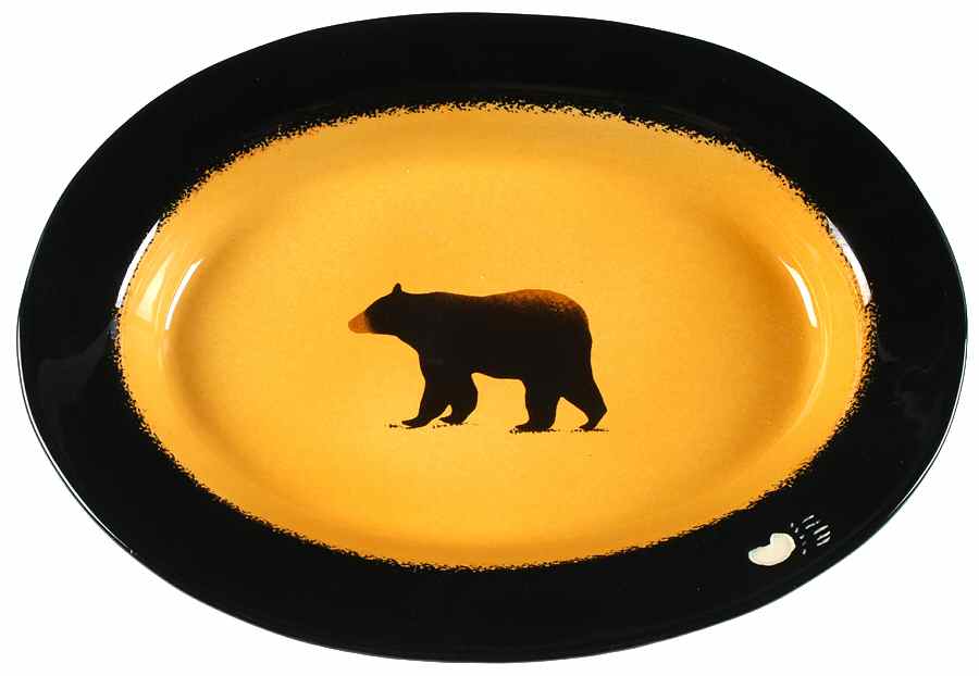 Brushwerks Bear 15" Oval Serving Platter by Big Sky Carvers-1