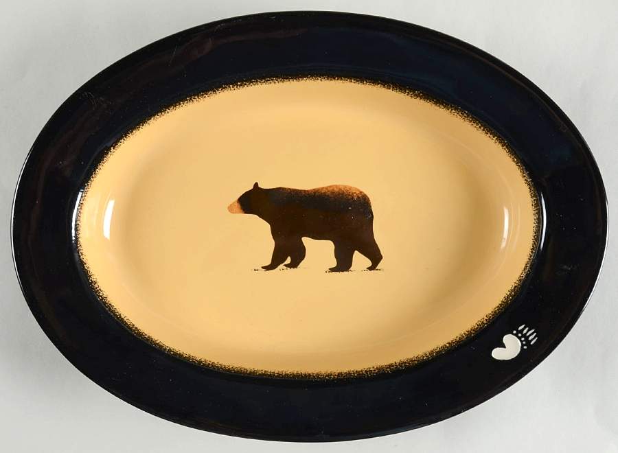 Brushwerks Bear 16" Oval Serving Platter by Big Sky Carvers-1
