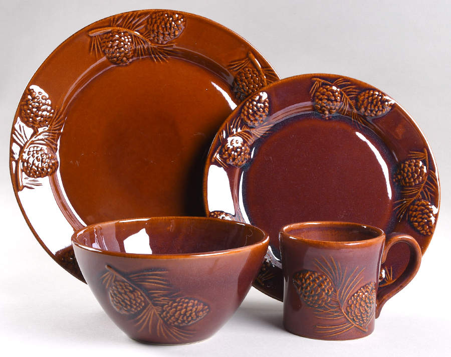 Fusion Pinecone 4 Piece Place Setting by Big Sky Carvers-1