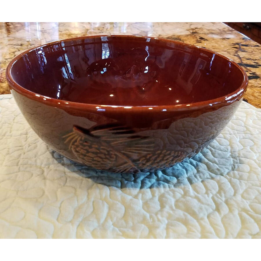 Fusion Pinecone 9" Round Serving Bowl by Big Sky Carvers-1