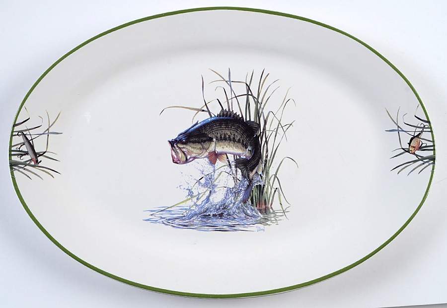 Largemouth Bass 14" Oval Serving Platter by Bass Pro Shops-1