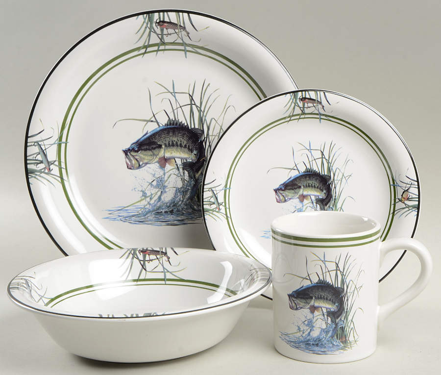 Largemouth Bass 4 Piece Place Setting by Bass Pro Shops-1