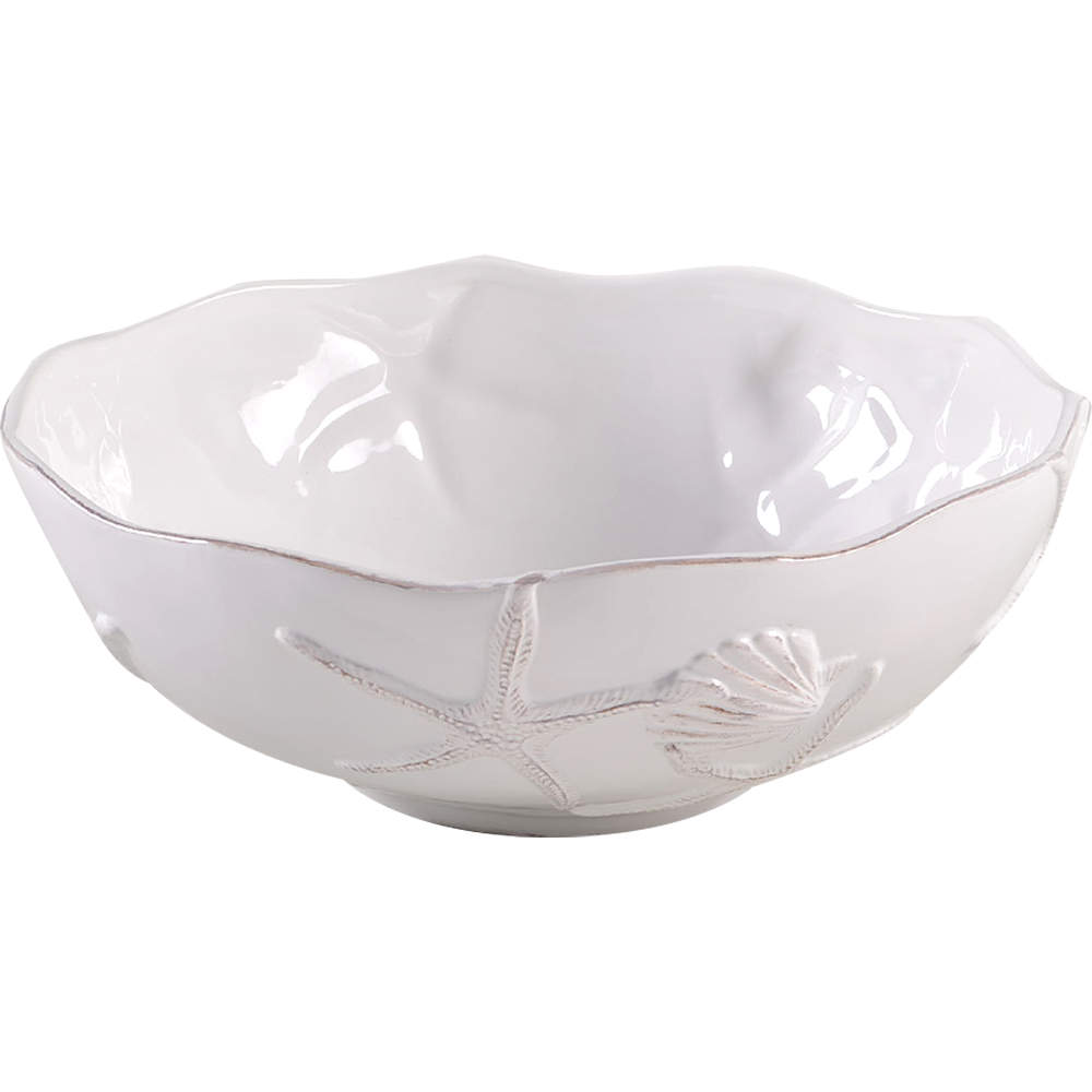 Seahorse and Seashell Menagerie White 11" Round Serving Bowl by Blue Sky-1
