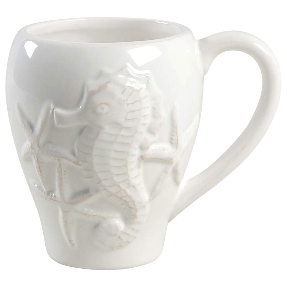 Seahorse and Seashell Menagerie White Mug by Blue Sky-1
