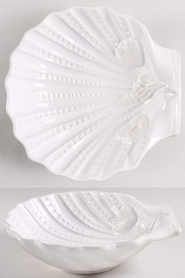 Seahorse and Seashell Menagerie White 9" Figural Serving Bowl by Blue Sky-1