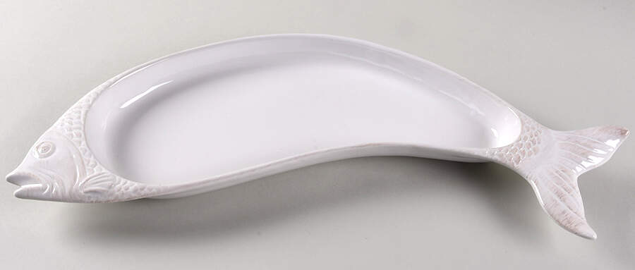 Seahorse and Seashell Menagerie White 19" Fish Platter by Blue Sky-1