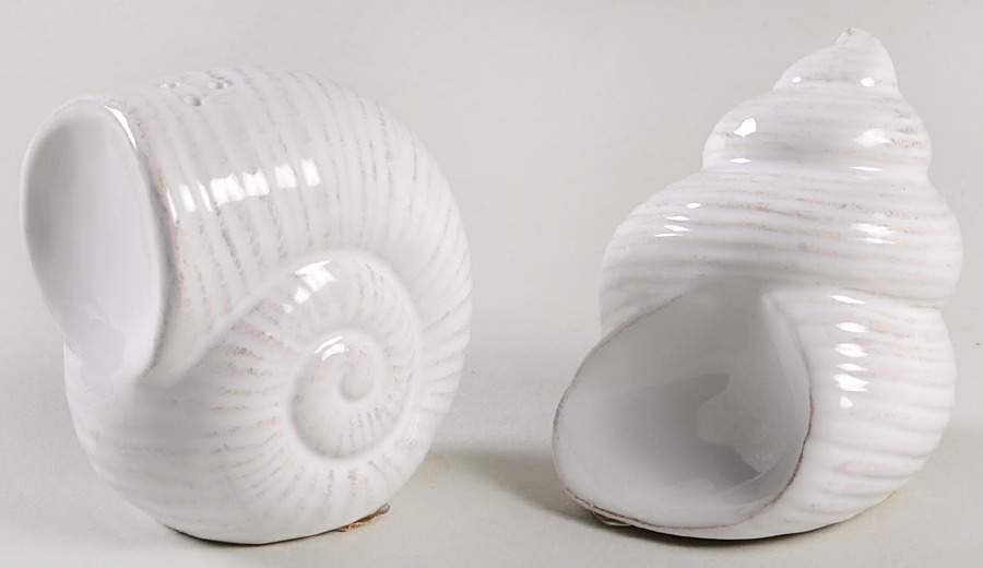 Seahorse and Seashell Menagerie White Figural Salt & Pepper Set by Blue Sky-1