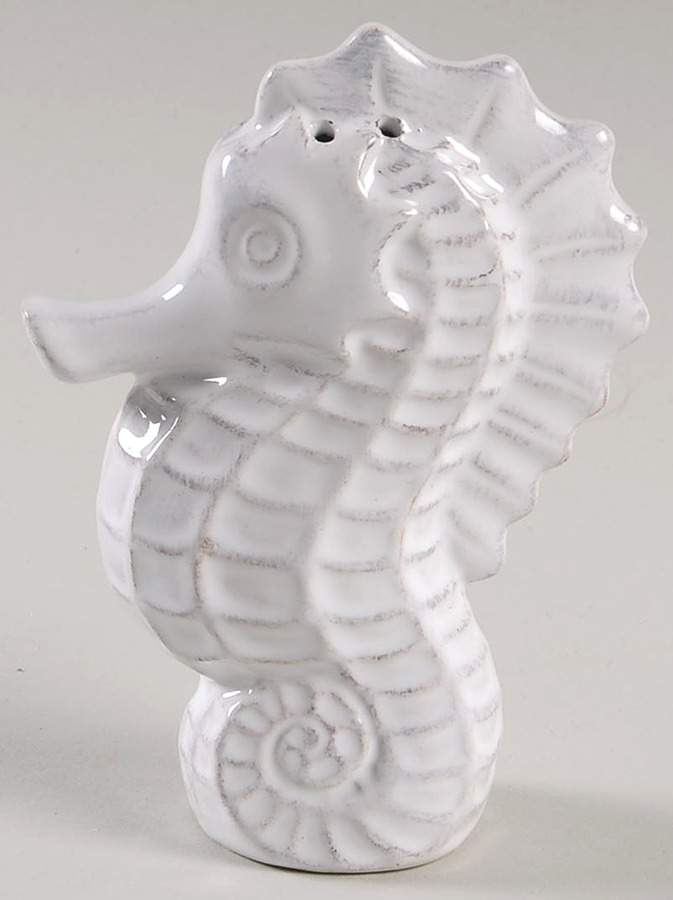 Seahorse and Seashell Menagerie White Figural Salt Shaker by Blue Sky-1