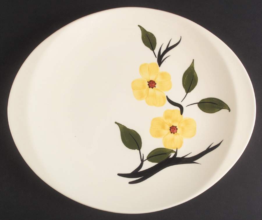 Southern Dogwood (Yellow) 13" Oval Serving Platter by Blue Ridge Southern Pottery-1
