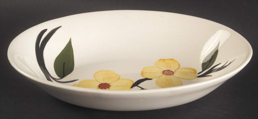 Southern Dogwood (Yellow) 9" Oval Vegetable Bowl by Blue Ridge Southern Pottery-1